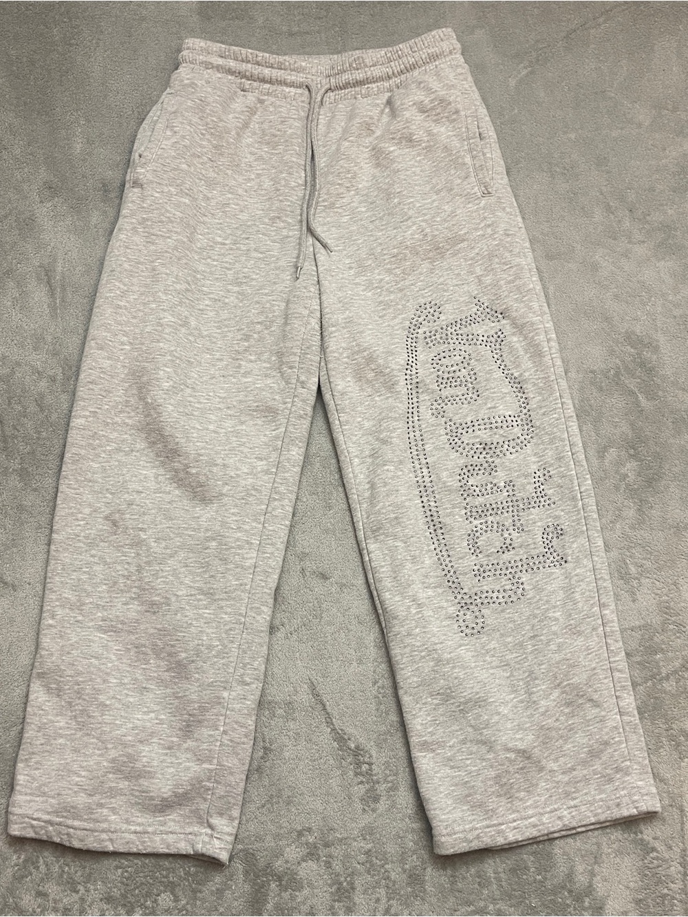 Von Dutch Spell Out Bling Rhinestone Jogger Sweatpants Gray Womens Large